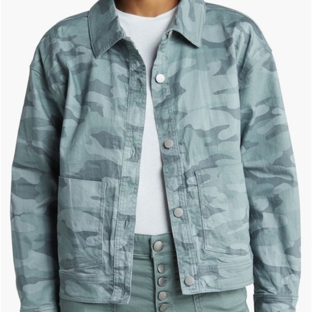 🆕Democracy Retro Grunge Crop Twill Camo Trucker Jacket::NWT:: Multi Pocket::
